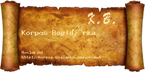 Korpos Boglárka névjegykártya